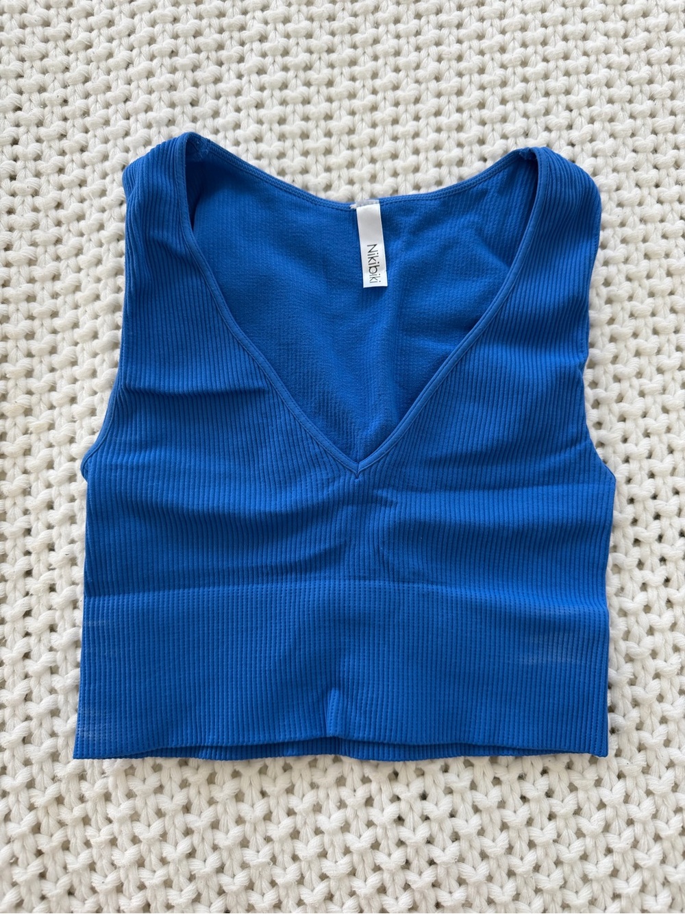 Nikibiki Ribbed V-Neck Crop Tank One Size